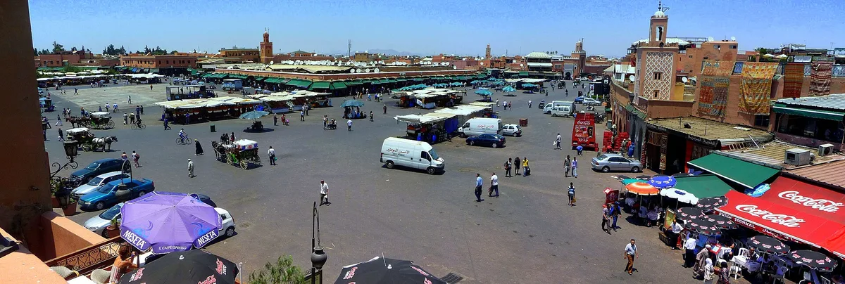 Jemaa el-Fna square in Marrakech, archival panorama (2010)